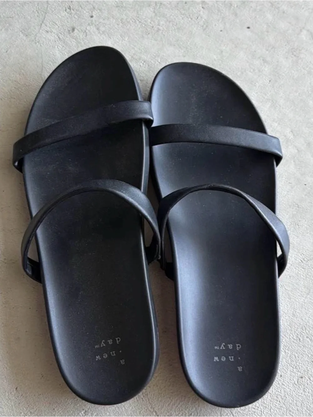 a new day Black Double-Strap Slide Sandals